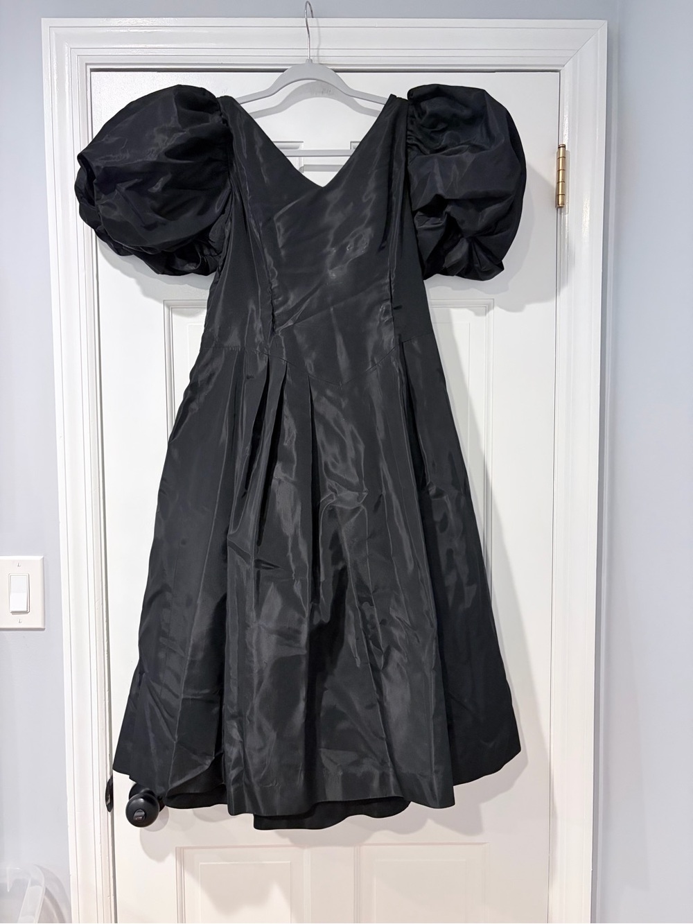 Vintage L Magnin After Five Black Puff Sleeve Party Dress Size 12 USA Made